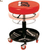 Taburete de montaje con ruedas taller mecánico MetalWorks MS365 wheel. REGULABLE. Bandeja portaherramienta IMANTADA. Acolchado. Ruedas giratorias. - bricoloco.com