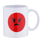 Taza con la imagen del emoticono enfadado. Tazas graciosas y originales  para el desayuno. Tazas adultos e infantiles para niño y niña.