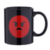 Taza en color negro con la imagen de emoticono enfadado angry. Taza original para niños y adultos. Taza desayuno, café, té e infusiones. - bricoloco.com1 ud