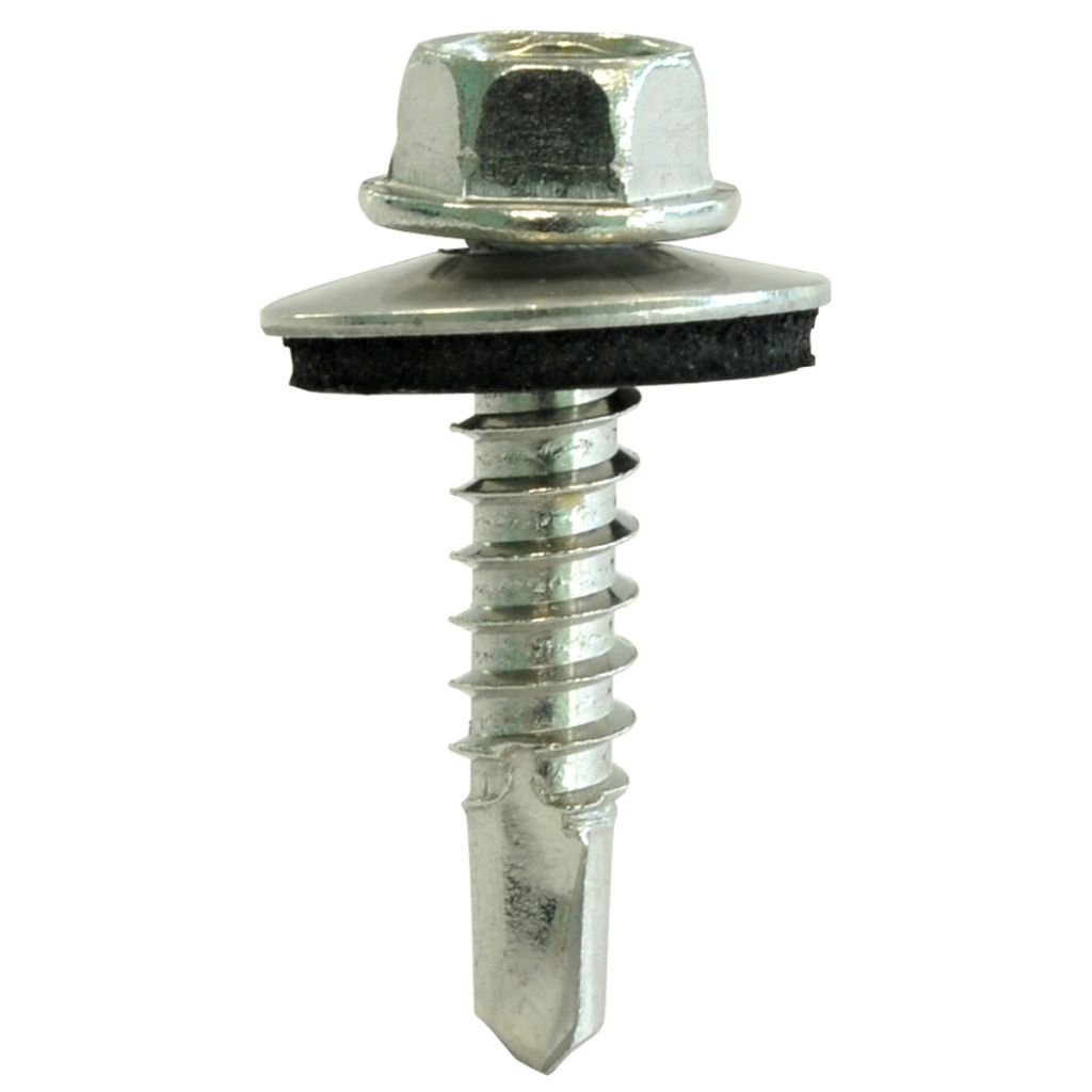 Tornillos Autoperforantes De Chapa Con Arandela, Cabeza Hexagonal, Revestimiento De Cerámica Gris, 10 X 3 Pulgadas, 1 Libra