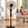 Ventilador de pie con temporizador. 40 cms. Silencioso y de bajo consumo. Oscilante con altura y ángulo regulables. 5 aspas. Base pedestal estable. - bricoloco.comNegro
